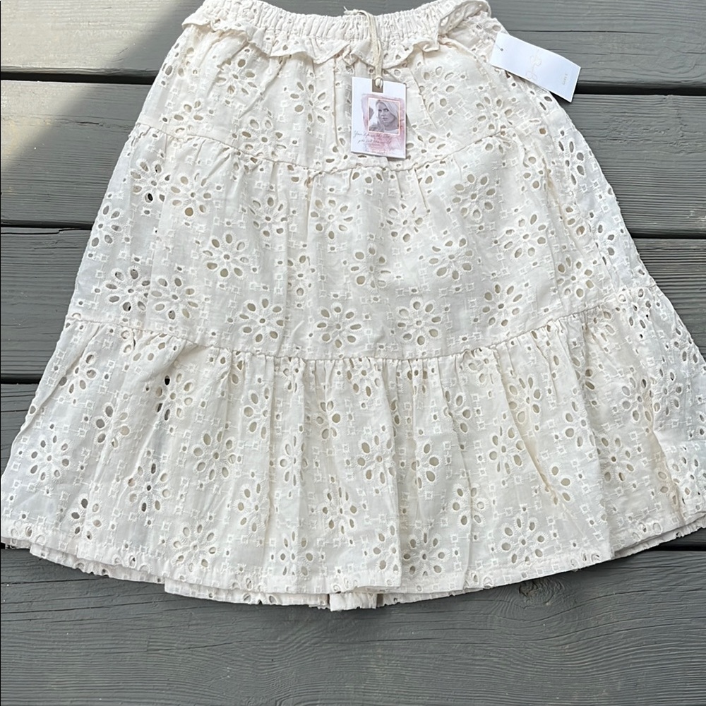 Elegant Cream Eyelet Skirt